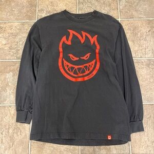 Spitfire Black Tee with White Logo Print